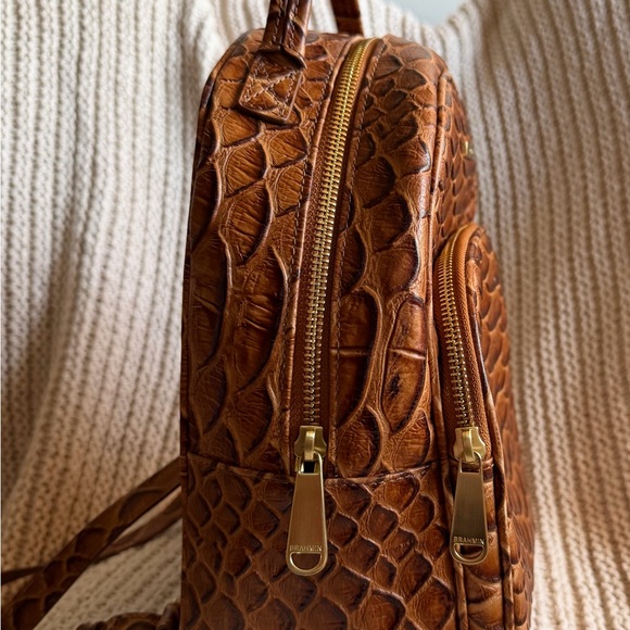 Brahmin Chelcy Mini Backpack Honey Brown Saratoga Leather + Dust Bag - Picture 4 of 16